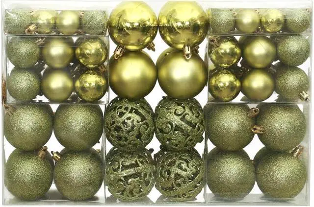 Alt view image 2 of 6 - vidaXL Christmas Decoration Shatterproof Christmas Bauble 100 Pcs Light Green