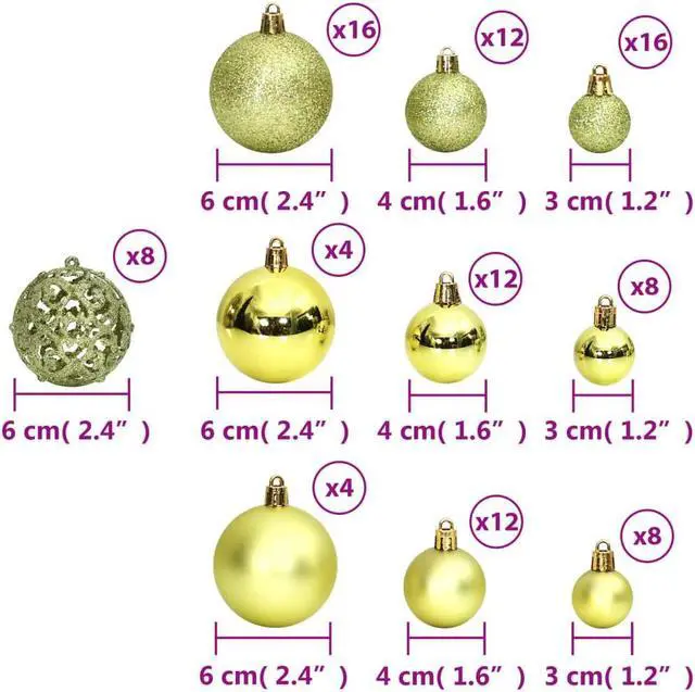 Alt view image 3 of 6 - vidaXL Christmas Decoration Shatterproof Christmas Bauble 100 Pcs Light Green