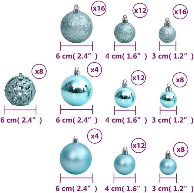 Alt view image 3 of 6 - vidaXL Christmas Decoration Shatterproof Christmas Bauble 100 Pcs Turquoise