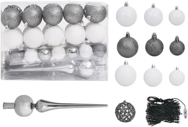 Alt view image 4 of 7 - vidaXL Artificial Pre-lit Christmas Tree with Ball Set Xmas Decoration White