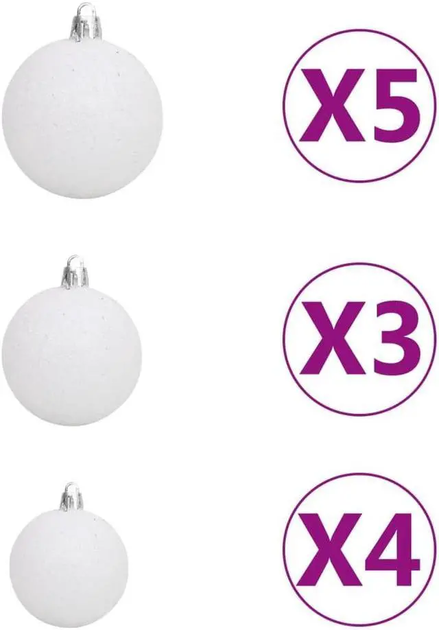Alt view image 4 of 5 - vidaXL Artificial Pre-lit Christmas Tree with Ball Set Xmas Decoration White