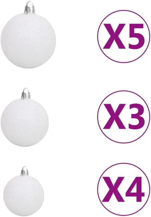 Alt view image 4 of 7 - vidaXL Nordmann Fir Artificial Christmas Tree LED&Ball Set Green Xmas Tree