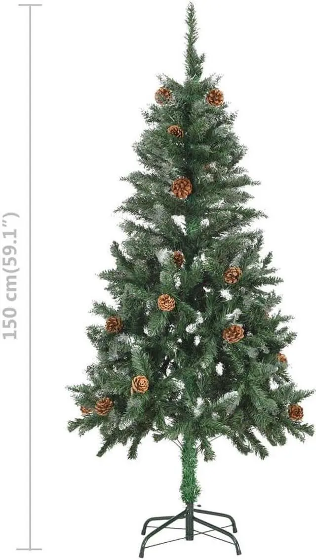 Alt view image 3 of 7 - vidaXL Artificial Pre-lit Christmas Tree with Ball Set Pine Cones Xmas Tree