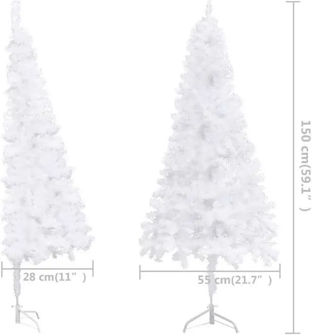 Alt view image 3 of 7 - vidaXL Corner Artificial Christmas Tree LEDs&Ball Set White PVC Decoration