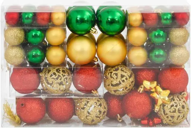 Alt view image 2 of 6 - vidaXL Christmas Decoration Bauble Set 112 Piece Red / Green / Gold Polystyrene