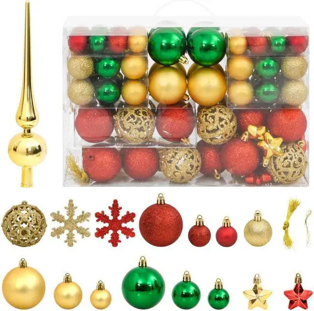 Main image of vidaXL Christmas Decoration Bauble Set 112 Piece Red / Green / Gold Polystyrene