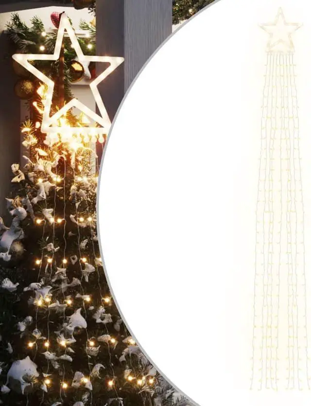 Alt view image 2 of 6 - vidaXL Christmas Tree Light Christmas Tree Star String Light 320 LEDs Warm White