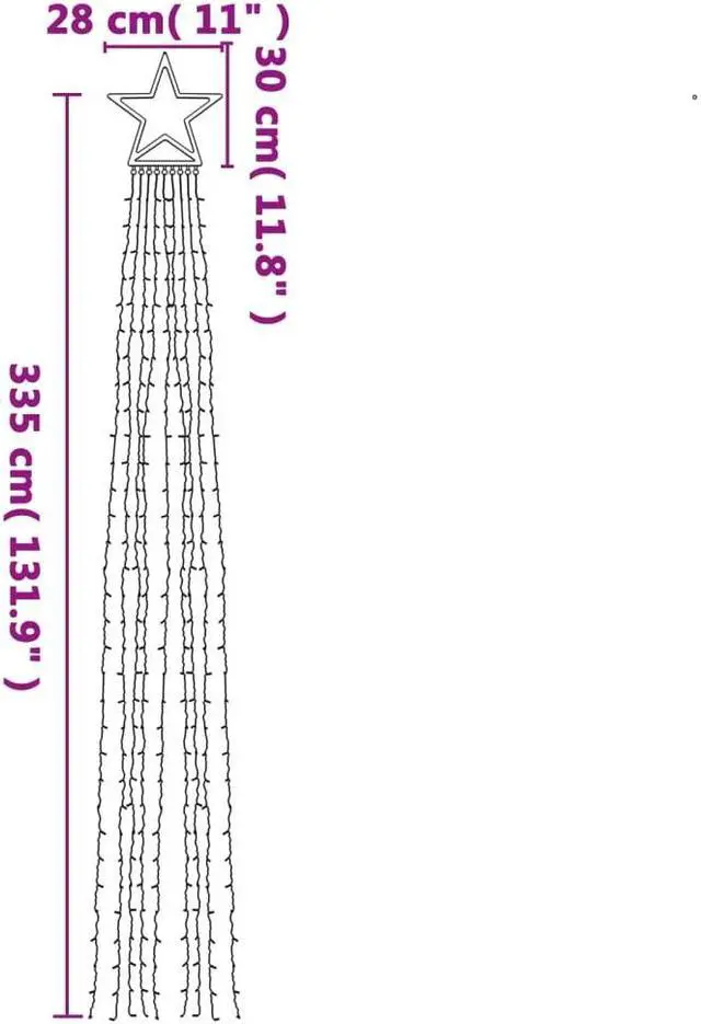 Alt view image 4 of 6 - vidaXL Christmas Tree Light Christmas Tree Star String Light 320 LEDs Warm White