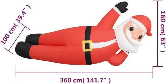 Alt view image 15 of 17 - vidaXL Christmas Inflatable Lying Santa LED 63"