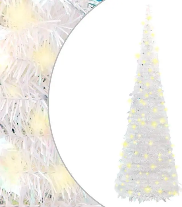 Main image of vidaXL Christmas Tree Artificial Christmas Tree with Stand Pop-up 100 LEDs White