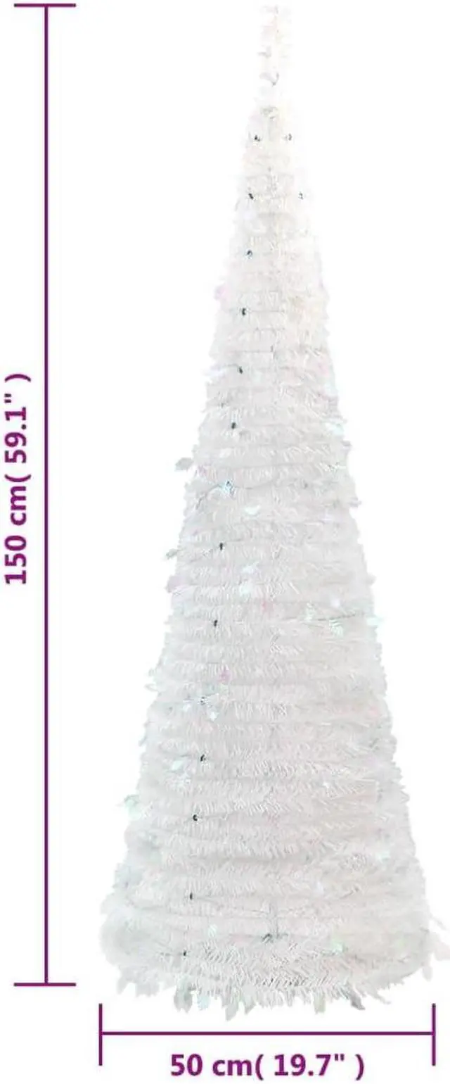Alt view image 3 of 7 - vidaXL Christmas Tree Artificial Christmas Tree with Stand Pop-up 100 LEDs White