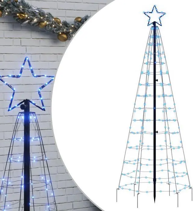 Alt view image 2 of 7 - vidaXL Christmas Tree Light with Spikes Outdoor Xmas Decoration 220 LEDs Blue