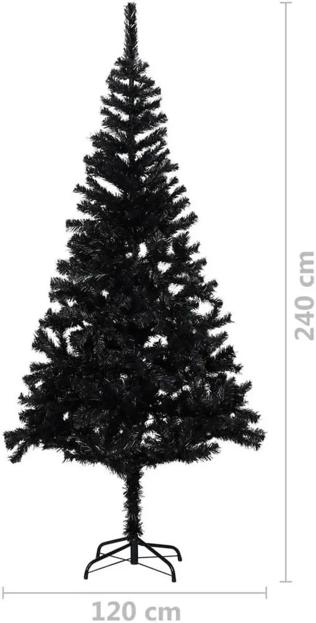 Alt view image 3 of 7 - vidaXL Artificial Pre-lit Christmas Tree with Ball Set Xmas Tree Black PVC