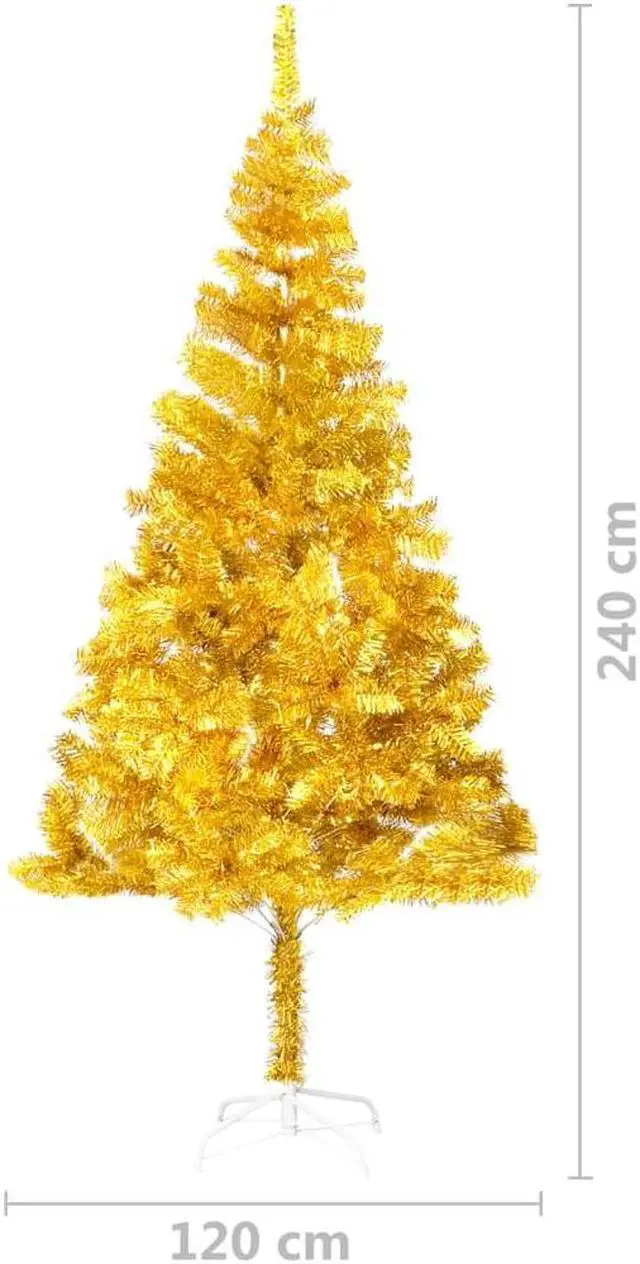 Alt view image 3 of 7 - vidaXL Artificial Pre-lit Christmas Tree with Ball Set Xmas Tree Gold PET