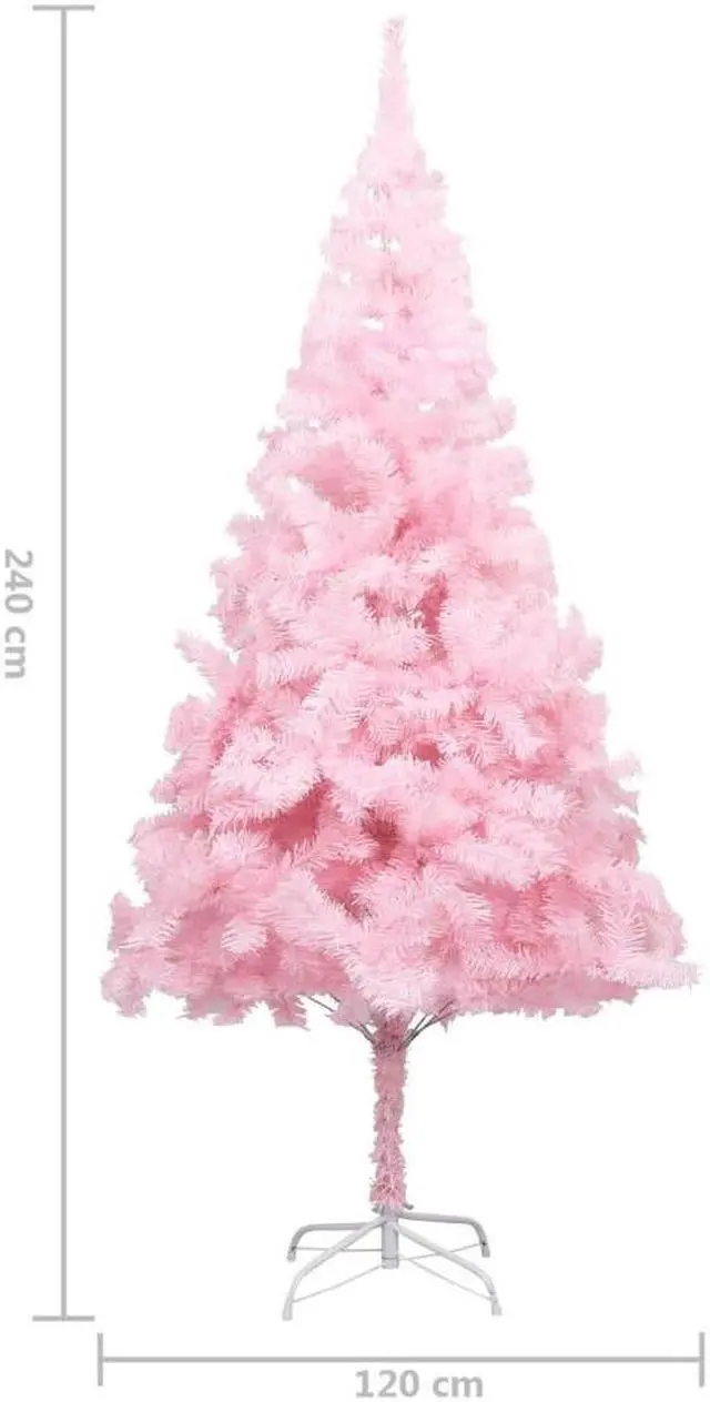 Alt view image 3 of 7 - vidaXL Artificial Pre-lit Christmas Tree with Ball Set Xmas Tree Pink PVC