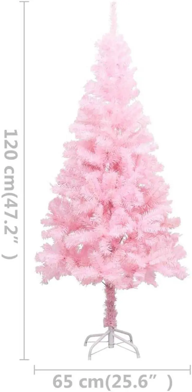 Alt view image 3 of 7 - vidaXL Artificial Pre-lit Christmas Tree with Ball Set Xmas Tree Pink PVC