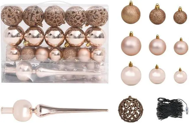 Alt view image 4 of 7 - vidaXL Artificial Pre-lit Christmas Tree with Ball Set Xmas Tree Pink PVC