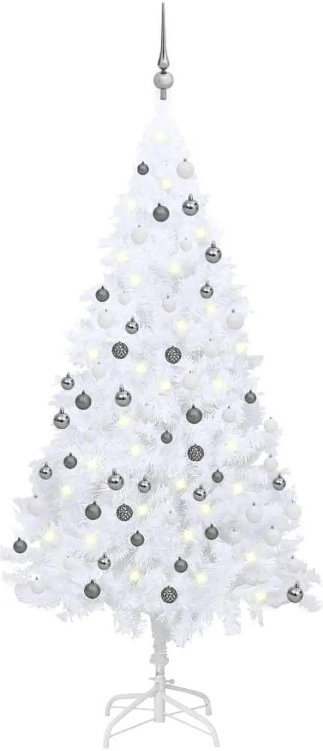 Main image of vidaXL Artificial Pre-lit Christmas Tree with Ball Set Xmas Tree White PVC
