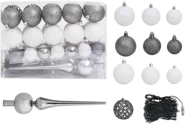 Alt view image 2 of 7 - vidaXL Artificial Pre-lit Christmas Tree with Ball Set Xmas Tree White PVC