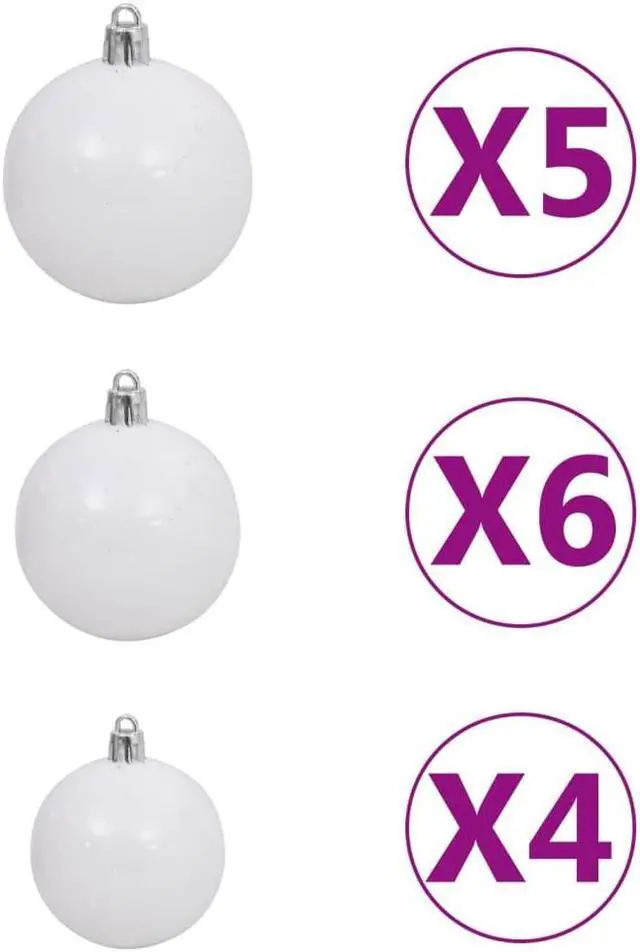 Alt view image 5 of 7 - vidaXL Artificial Pre-lit Christmas Tree with Ball Set Xmas Tree White PVC