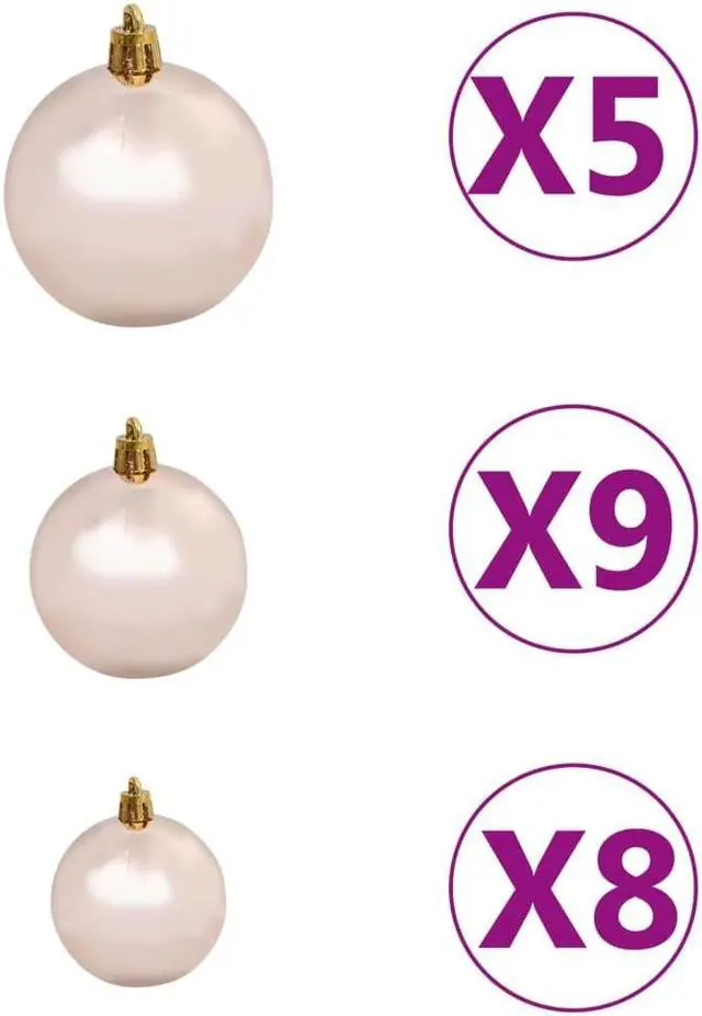 Alt view image 5 of 7 - vidaXL Artificial Christmas Tree with LEDs&Ball Set Green 59.1" PVC Holiday