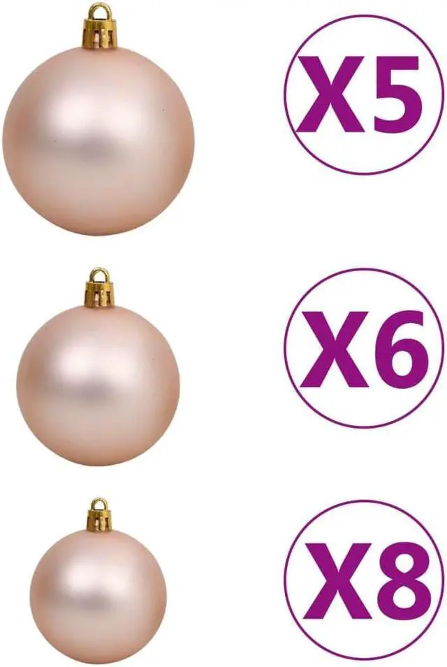 Alt view image 4 of 7 - vidaXL Artificial Christmas Tree with LEDs&Ball Set Green 59.1" PVC Holiday