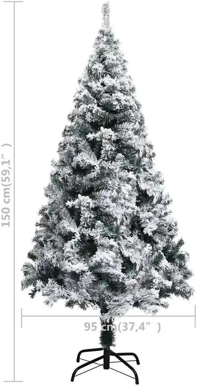 Alt view image 3 of 7 - vidaXL Artificial Christmas Tree with LEDs&Ball Set Green 59.1" PVC Holiday
