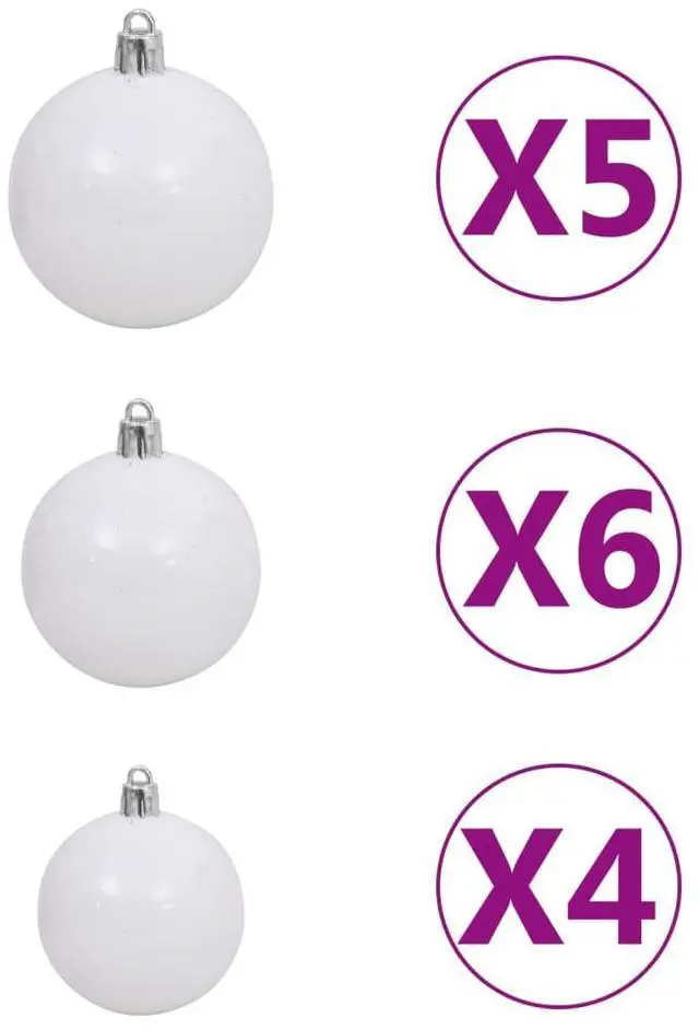 Alt view image 5 of 7 - vidaXL Slim Christmas Tree with LEDs&Ball Set Black Holiday Xmas Decoration