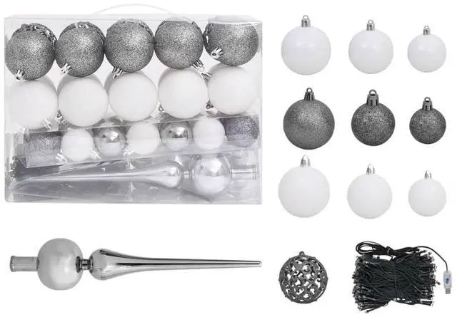 Alt view image 4 of 7 - vidaXL Slim Christmas Tree with LEDs&Ball Set Black Holiday Xmas Decoration