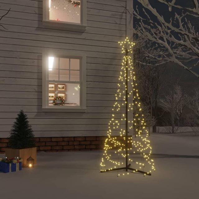 vidaXL Christmas Cone Tree Warm White 200 LEDs Holiday Ornament Decoration  