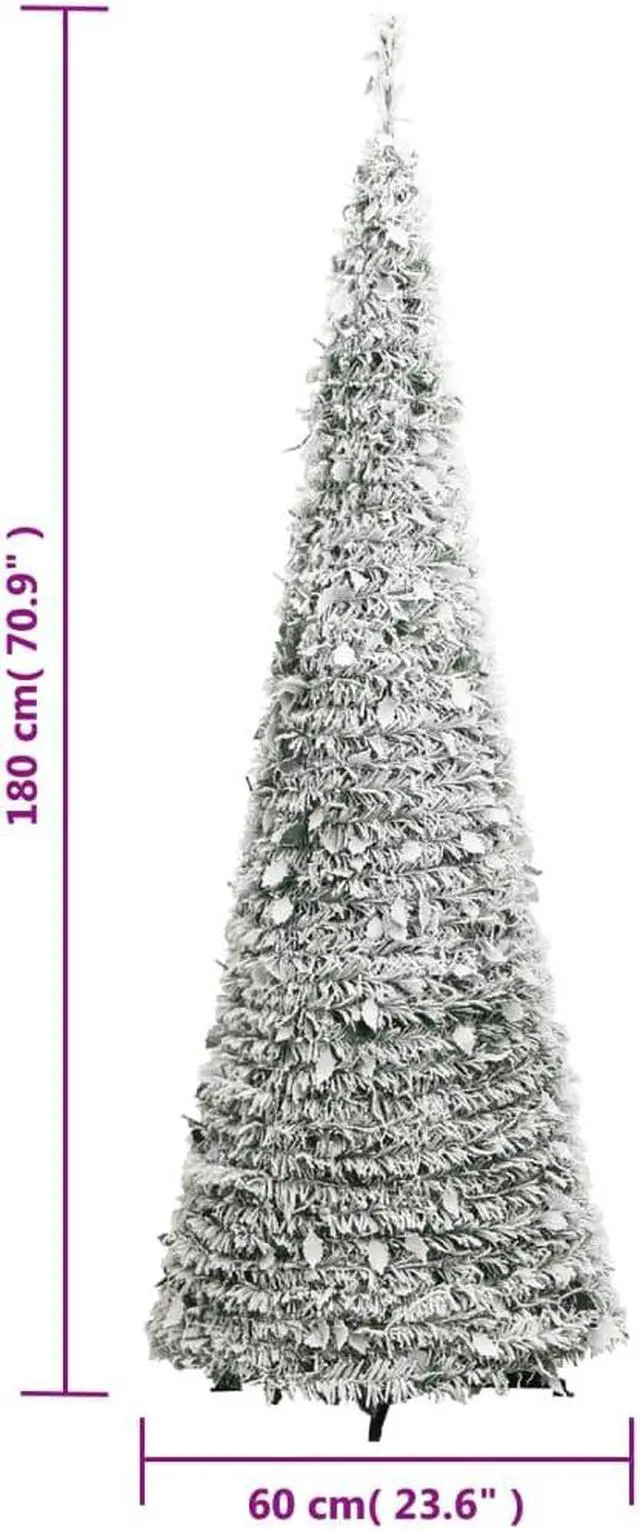 Alt view image 3 of 7 - vidaXL Christmas Tree Outdoor Artificial Xmas Tree Pop-up Flocked Snow 150 LEDs