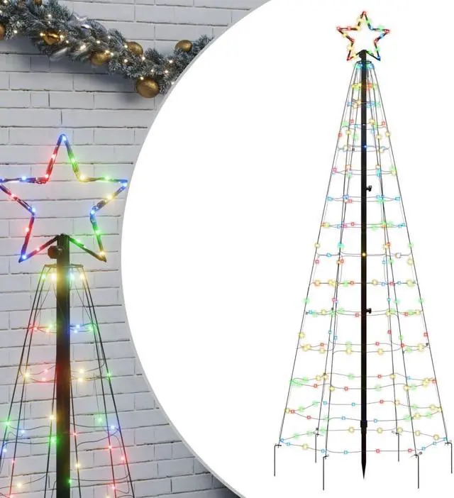 Alt view image 2 of 6 - vidaXL Christmas Tree Light with Spikes Xmas Decoration 220 LEDs Colorful