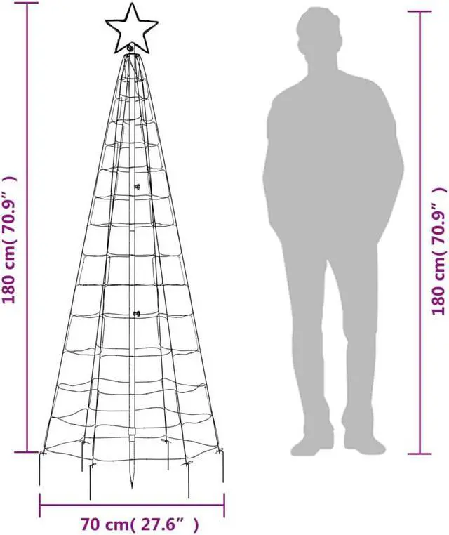 Alt view image 4 of 6 - vidaXL Christmas Tree Light with Spikes Xmas Decoration 220 LEDs Colorful