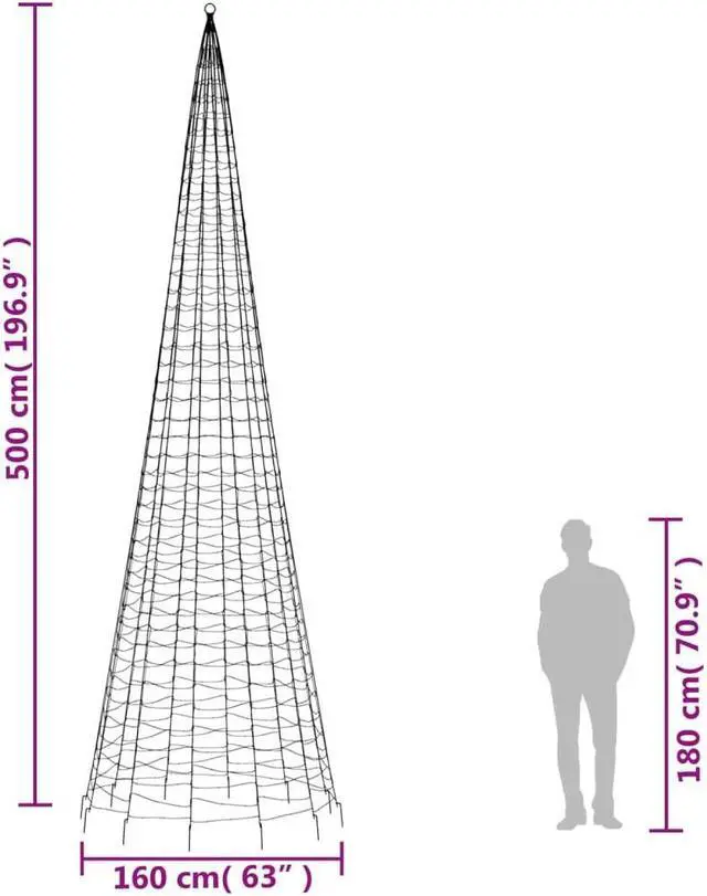 Alt view image 4 of 6 - vidaXL Christmas Tree Light Cone Outdoor Xmas Decoration 1554 LEDs Colorful