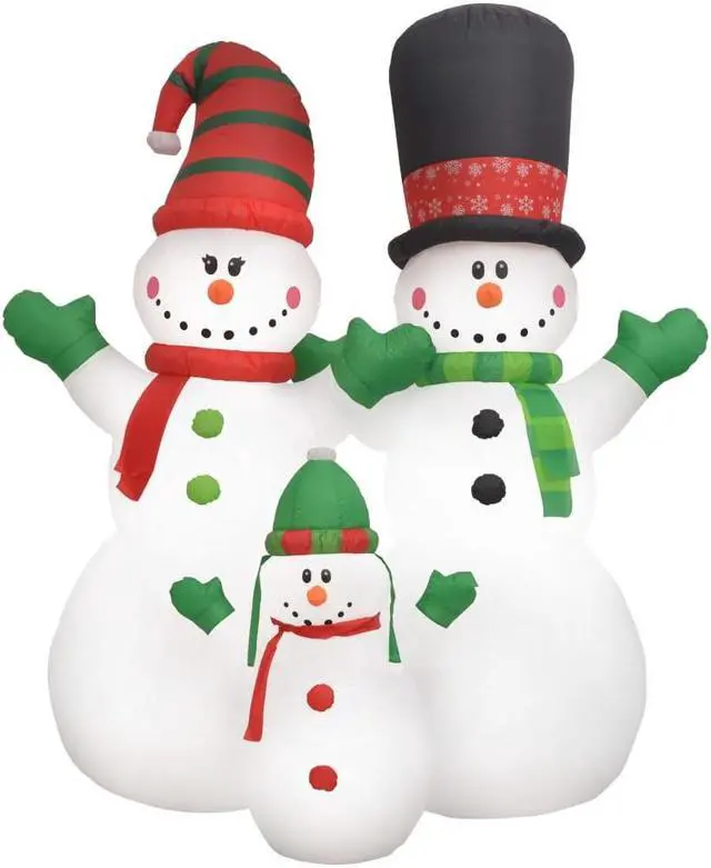Alt view image 11 of 11 - vidaXL Inflatable Snowman Family with LEDs8 ft
