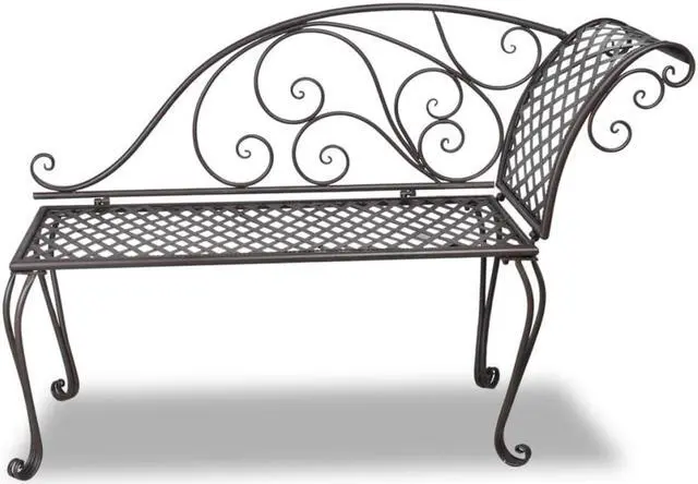 Alt view image 10 of 12 - vidaXL Patio Chaise Lounge Outdoor Bench with Backrest Steel Antique Brown