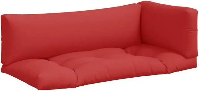 Alt view image 6 of 12 - vidaXL Chair Cushion 3 Pcs Outdoor Pallet Seat Cushion Sofa Pad Red Fabric