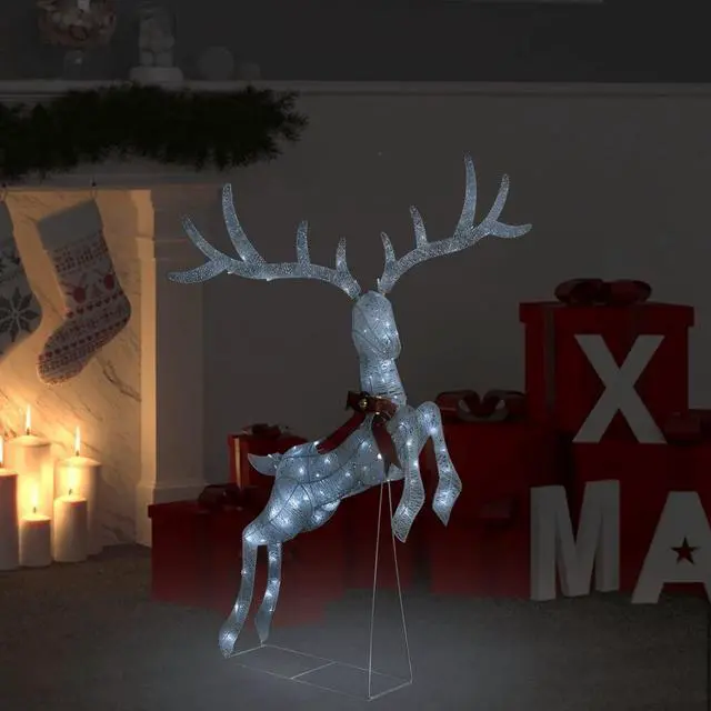 Alt view image 9 of 17 - vidaXL Christmas Flying Reindeer Pre-Lit Christmas Lighting White Cold White