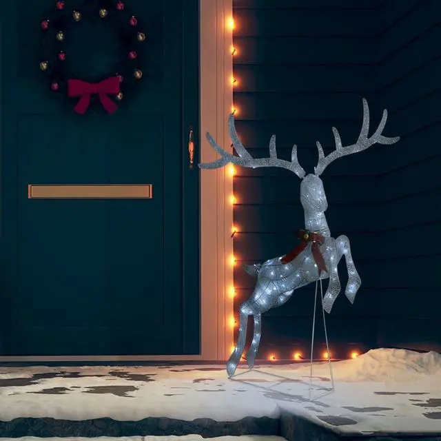 Alt view image 10 of 17 - vidaXL Christmas Flying Reindeer Pre-Lit Christmas Lighting White Cold White