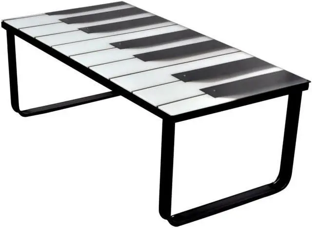 Alt view image 7 of 11 - vidaXL Coffee Table Accent End Table Side Table with Piano Printing Glass Top