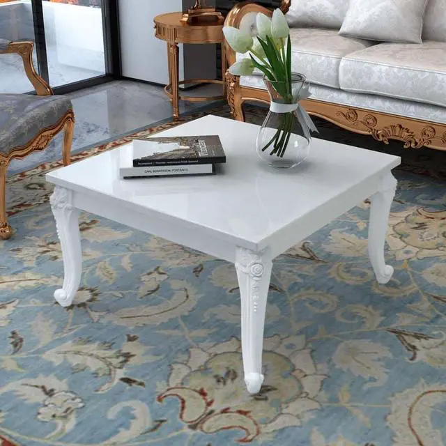 Alt view image 14 of 14 - vidaXL Coffee Table End Table with Plastic Legs Side Table High Gloss White