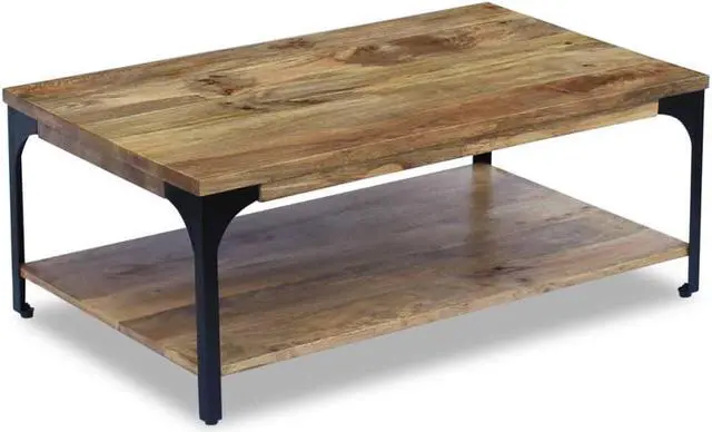 Alt view image 11 of 13 - vidaXL Coffee Table End Table with Storage Shelf Side Table Solid Wood Mango