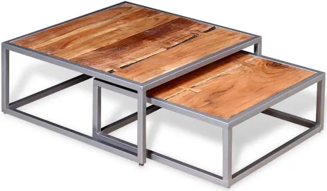 Alt view image 10 of 13 - vidaXL Two Piece Coffee Table Set Solid Acacia Wood