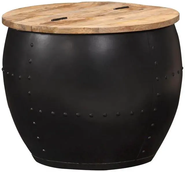 Alt view image 15 of 17 - vidaXL Coffee Table Black 26.8"x26.8"x14.2" Solid Acacia Wood
