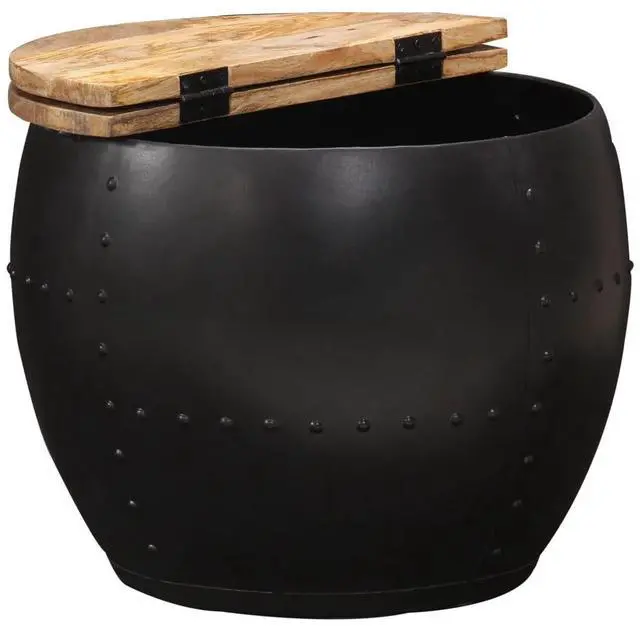 Alt view image 16 of 17 - vidaXL Coffee Table Black 26.8"x26.8"x14.2" Solid Acacia Wood