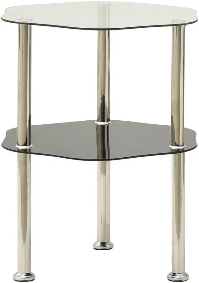 Alt view image 10 of 11 - vidaXL Side Table 2-Tier End Coffee Table Transparent and Black Tempered Glass