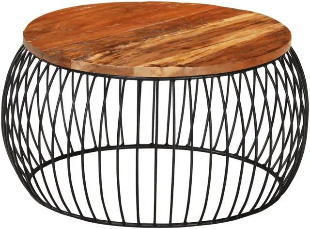 Alt view image 13 of 15 - vidaXL Coffee Table Vintage Round End Table Side Table Solid Reclaimed Wood