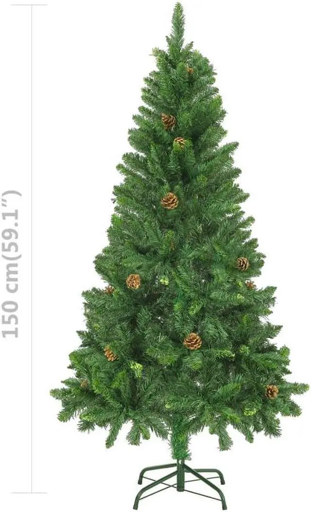 Alt view image 3 of 7 - vidaXL Artificial Pre-lit Christmas Tree with Ball Set Pine Cones Xmas Tree