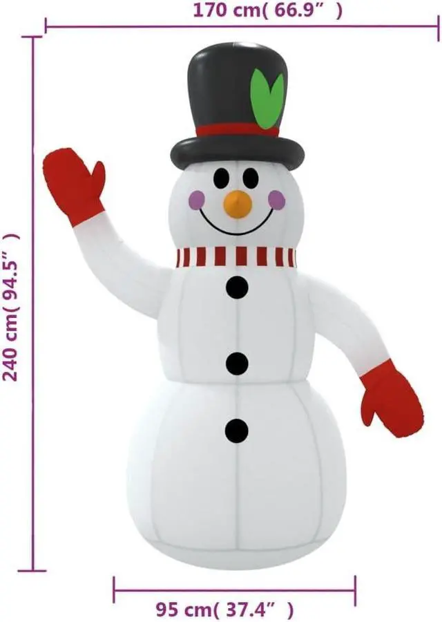 Alt view image 12 of 14 - vidaXL Inflatable Snowman with LEDs Holiday Blow up Ornaments Decorations