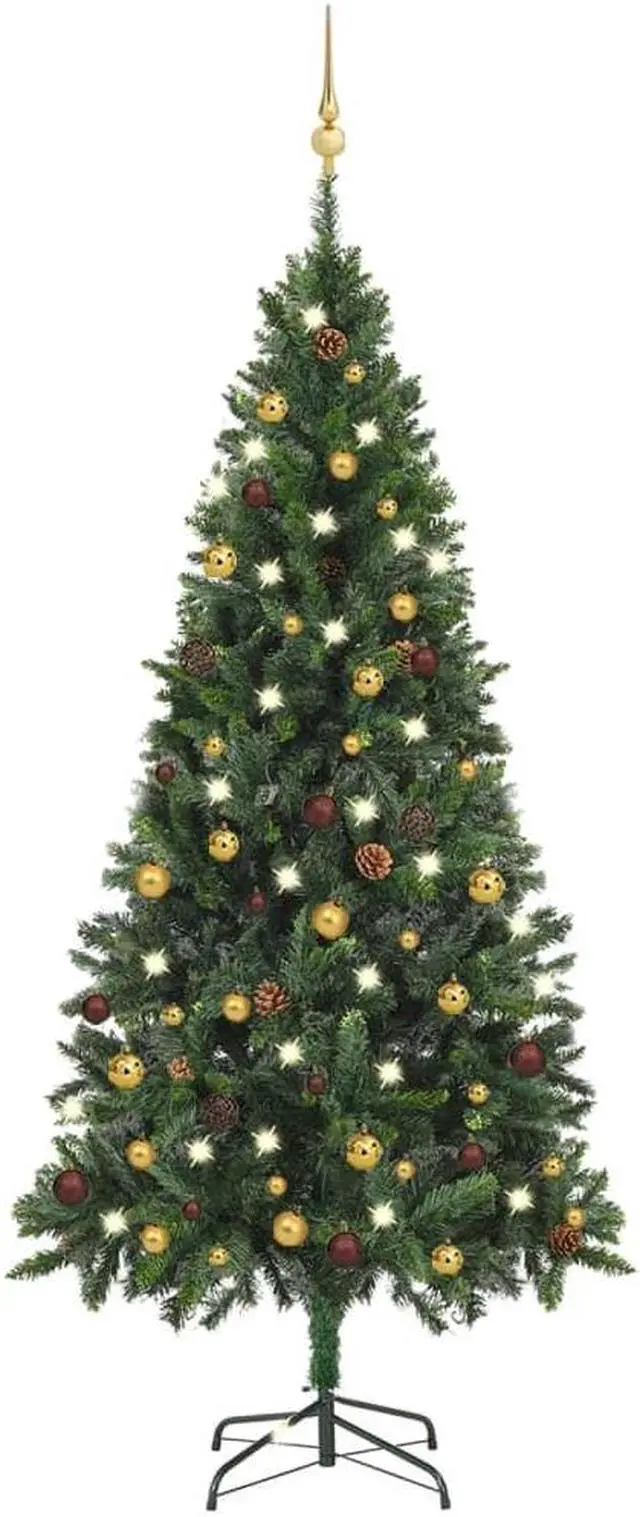 Main image of vidaXL Artificial Pre-lit Christmas Tree with Ball Set Xmas Decoration Green